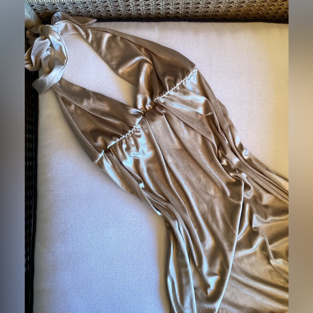 Vintage Gold Halter Mini Dress Y2K - Picture 2 of 8